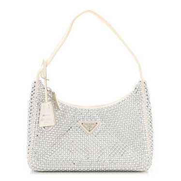 PRADA Satin Crystal Mini Re-Edition 2000 Bag White - image 1