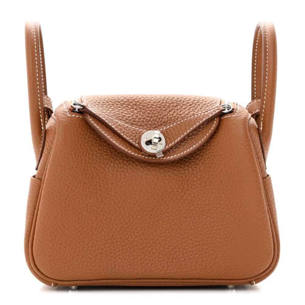 HERMES Taurillon Clemence Mini Lindy 20 Gold - image 1