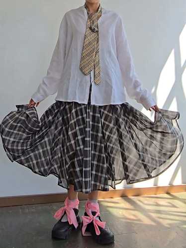 Silk Organza Full Skirt - Plaid