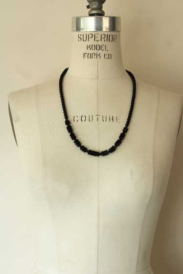 Vintage Black Glass or Stone Bead Necklace