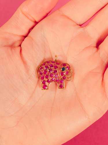 18k Ruby And Sapphire Elephant Charm