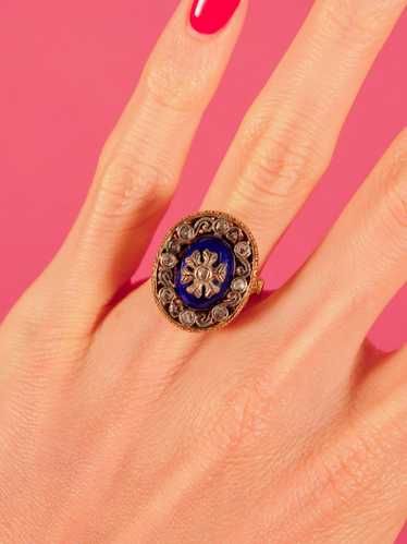 18k Victorian Revival Enameled Ring