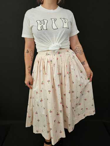 50s Pink Sundae Novelty Print Pleated Skirt