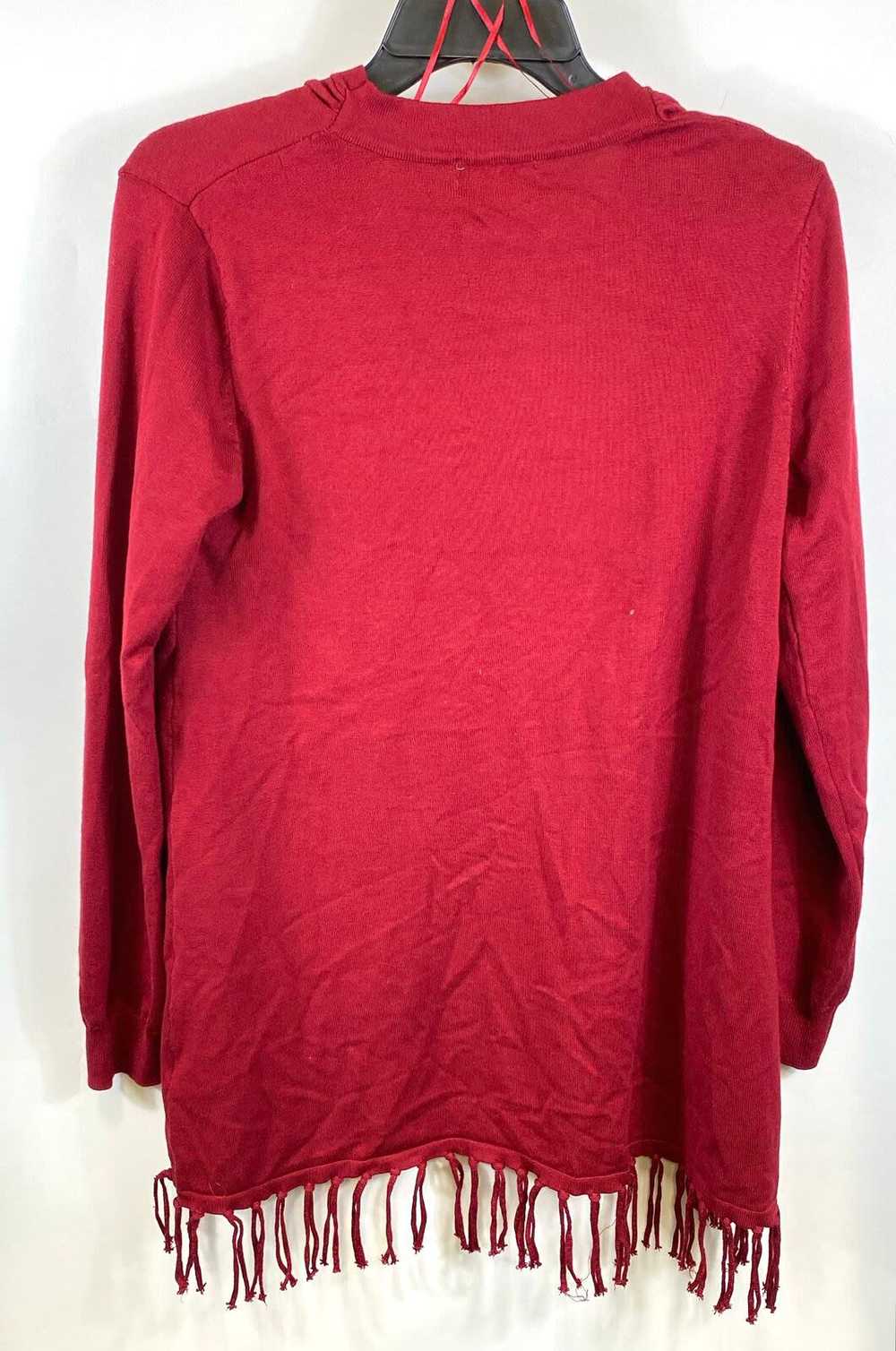 NWT Joseph A Womens Maroon Fringed Long Sleeve Op… - image 2