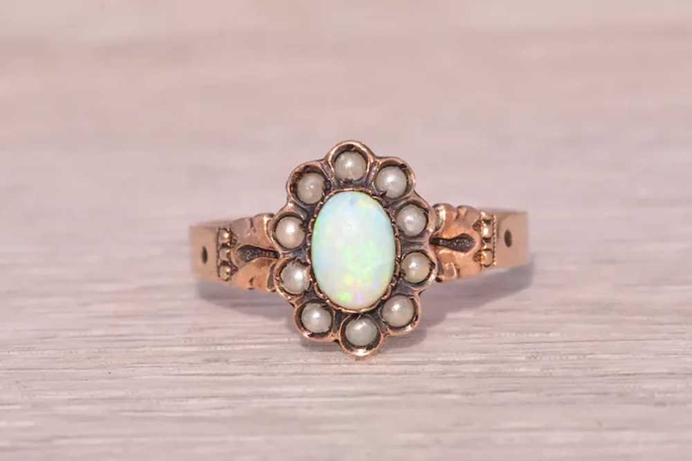 Australian Opal and Seed Pearl Ring in Rose Gold - image 6