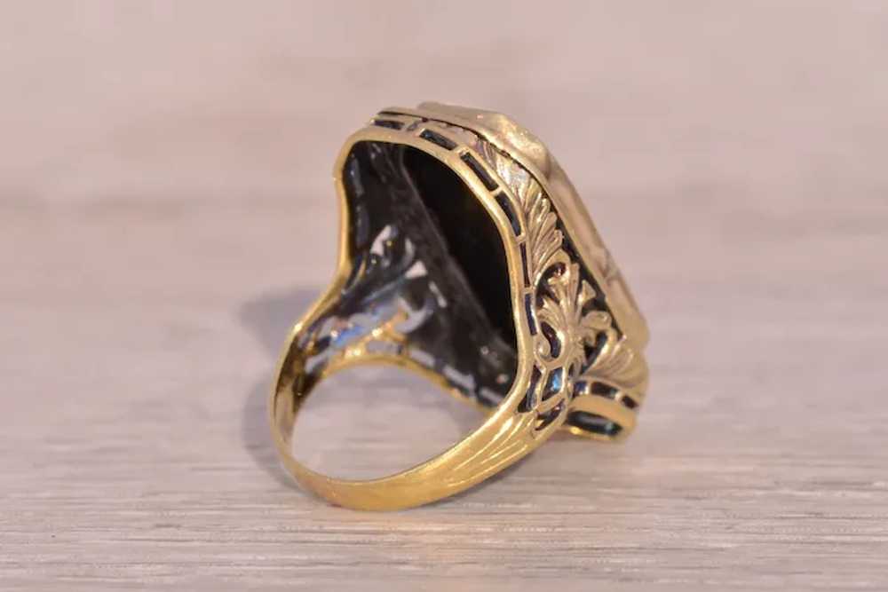 Art Deco Era Onyx Filigree Ring in Yellow Gold - image 4