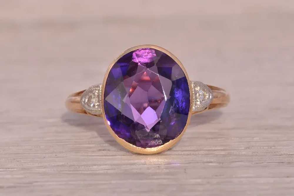 Lab Created Sapphire and Natural Diamond Ring in … - image 6