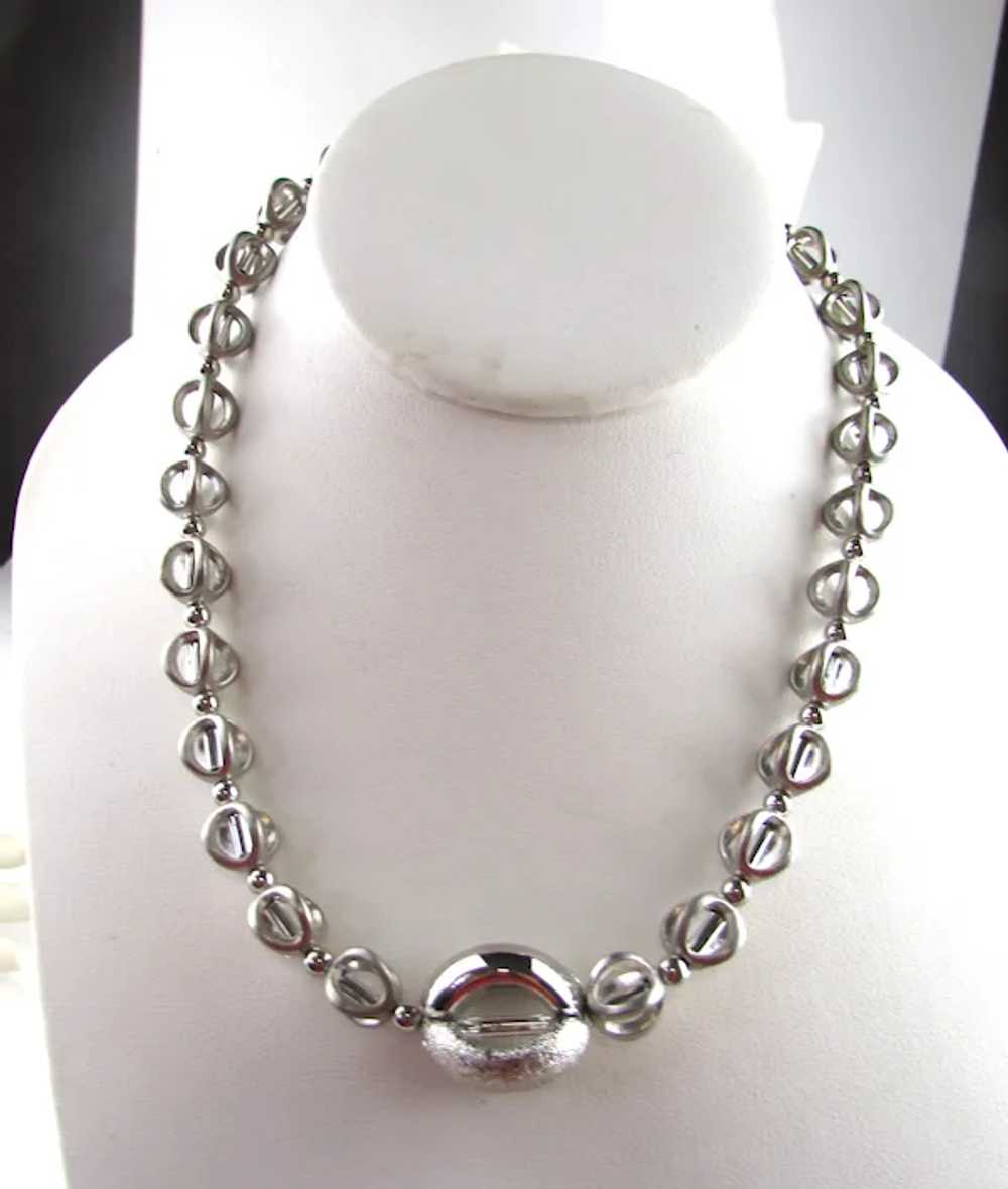 Silver Tone Sphere Necklace - image 4