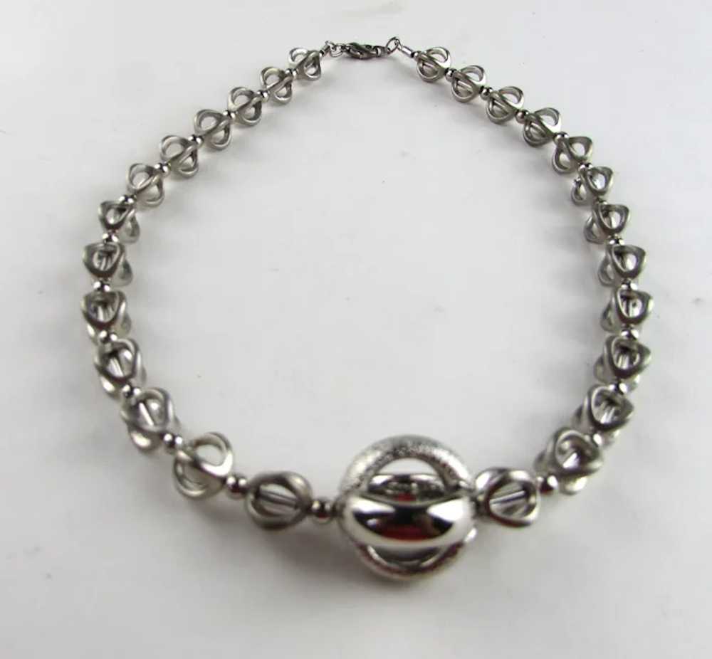 Silver Tone Sphere Necklace - image 5