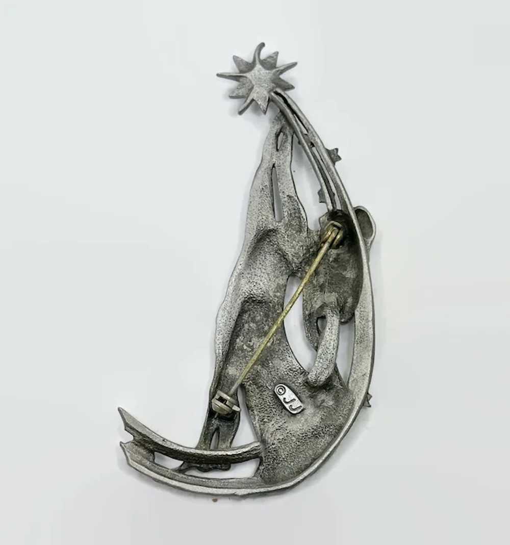 Fairy Brooch, JJ, Pewter, Star, AB Rhinestone, Jo… - image 4