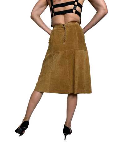 Brown Suede Paneled Midi Skirt 1970s - image 1