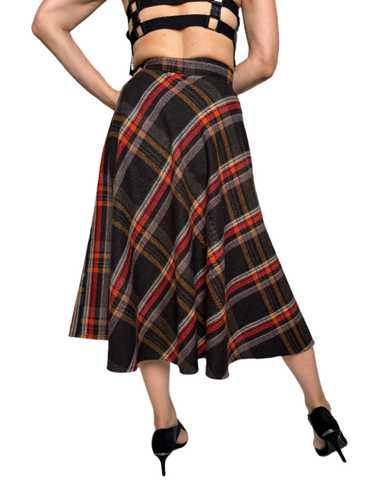 Italian Plaid Wool Skirt 1970s