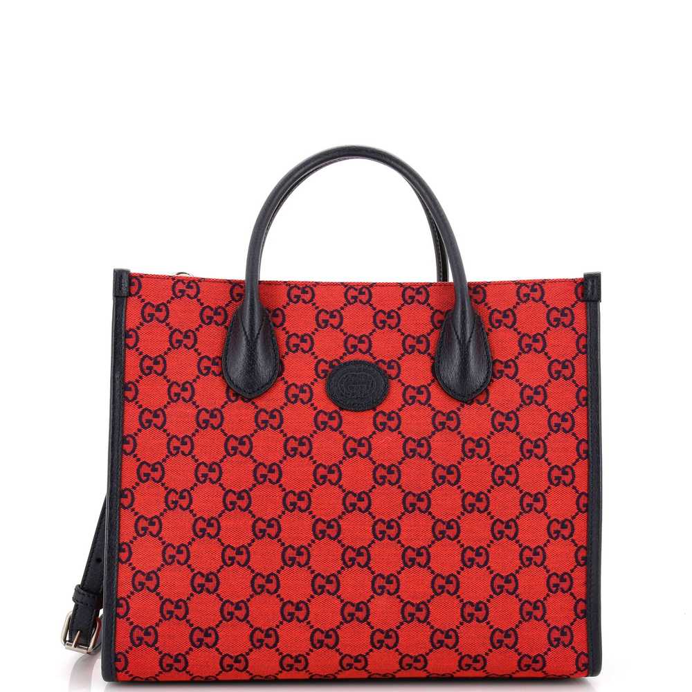 GUCCI Structured Top Handle Open Tote GG Canvas S… - image 1