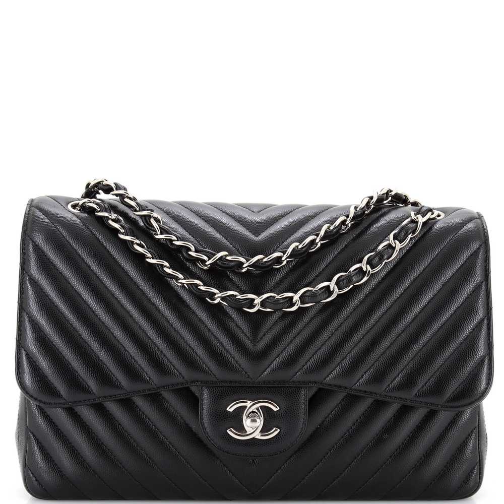 CHANEL Classic Double Flap Bag Chevron Caviar Jum… - image 1