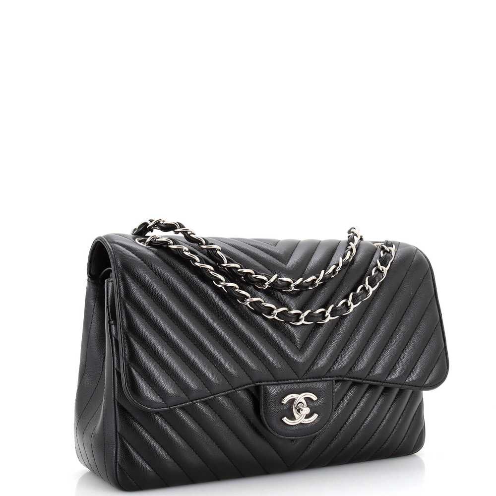 CHANEL Classic Double Flap Bag Chevron Caviar Jum… - image 2