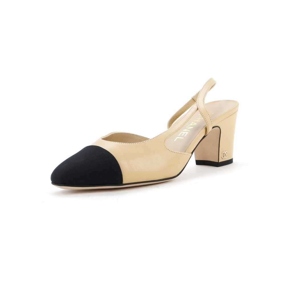 CHANEL Womenâs Cap Toe Slingback Pumps Leather - image 1