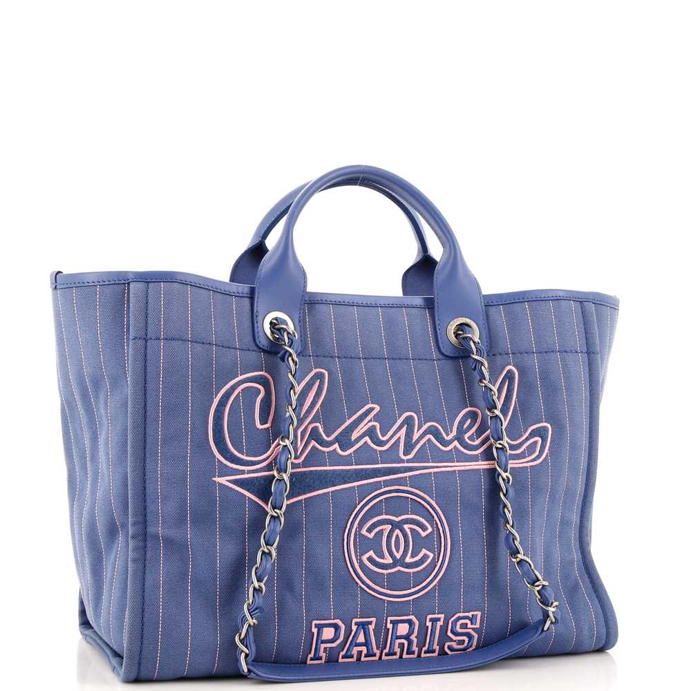 CHANEL Deauville Tote Pinstripe Cotton Medium - image 3