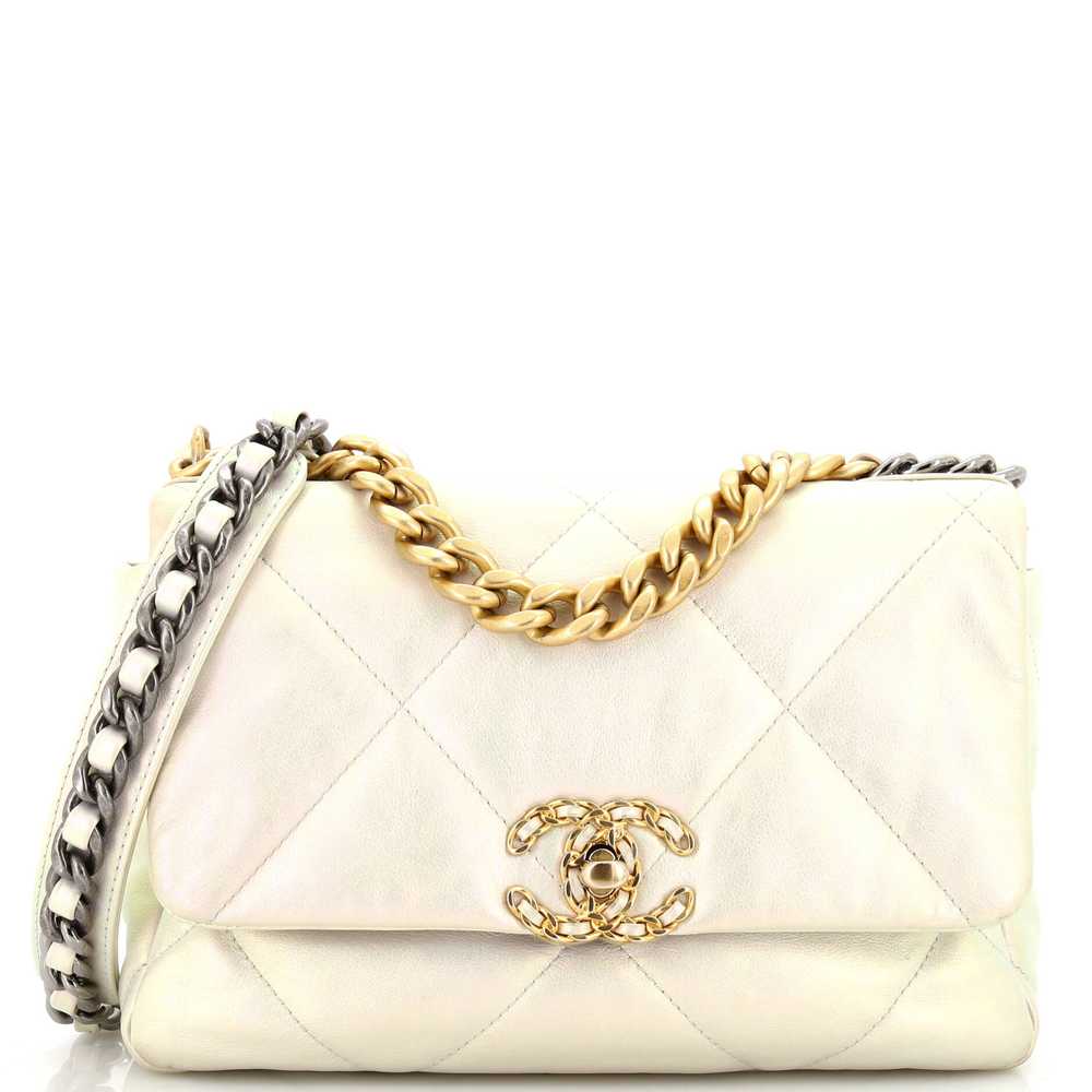 CHANEL 19 Flap Bag Quilted Iridescent Calfskin Me… - image 1