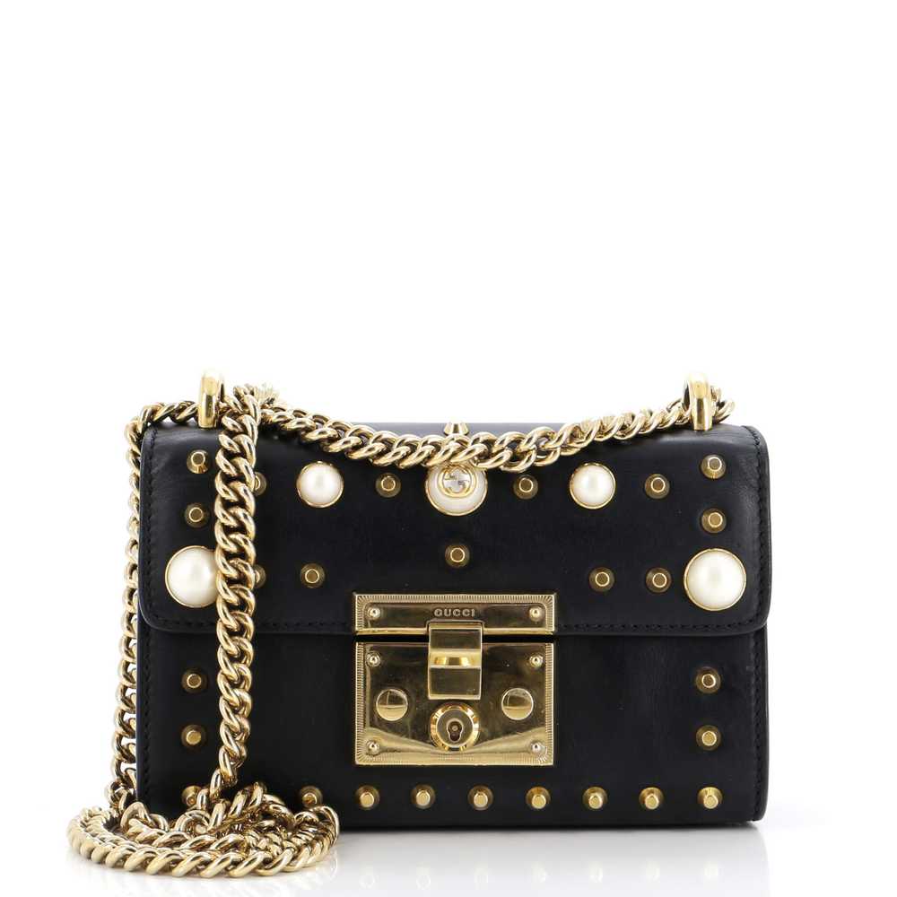 GUCCI Pearly Padlock Shoulder Bag Studded Leather… - image 1