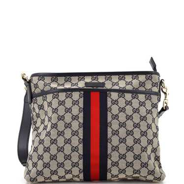 GUCCI Front Pocket Web Messenger GG Canvas Small