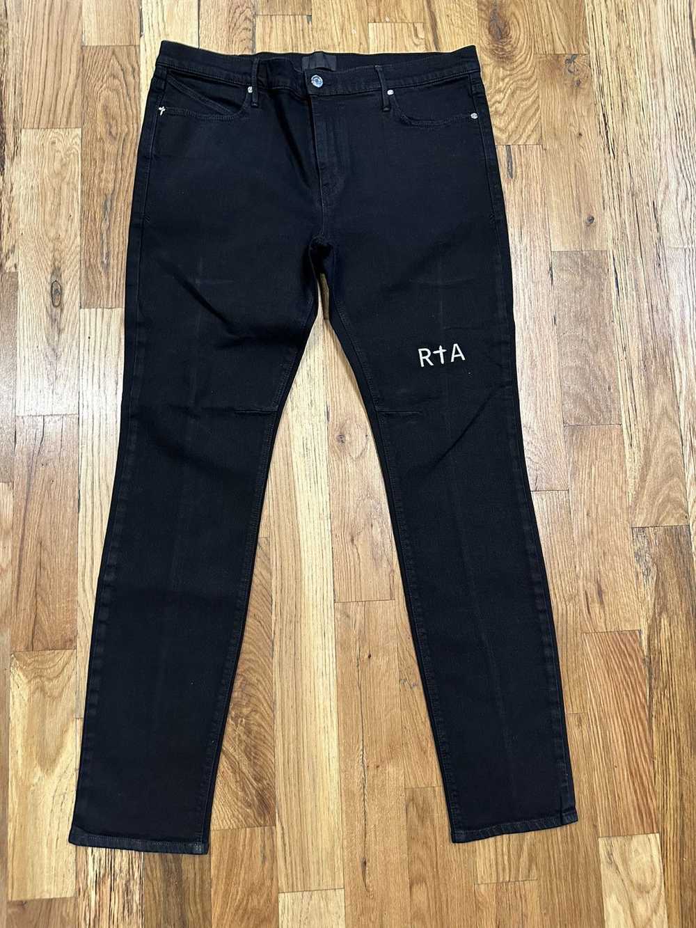 Rta Rta White Spell Black Denim Jeans Size 38 - image 1