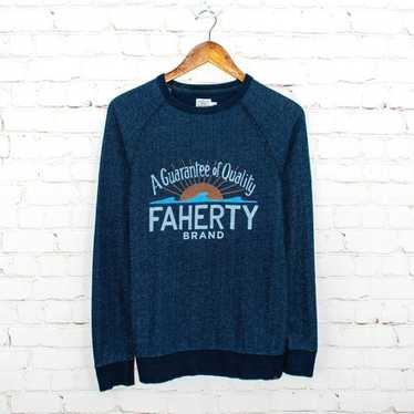 Faherty FAHERTY LOGO Crew Sweatshirt in Indigo Dy… - image 1