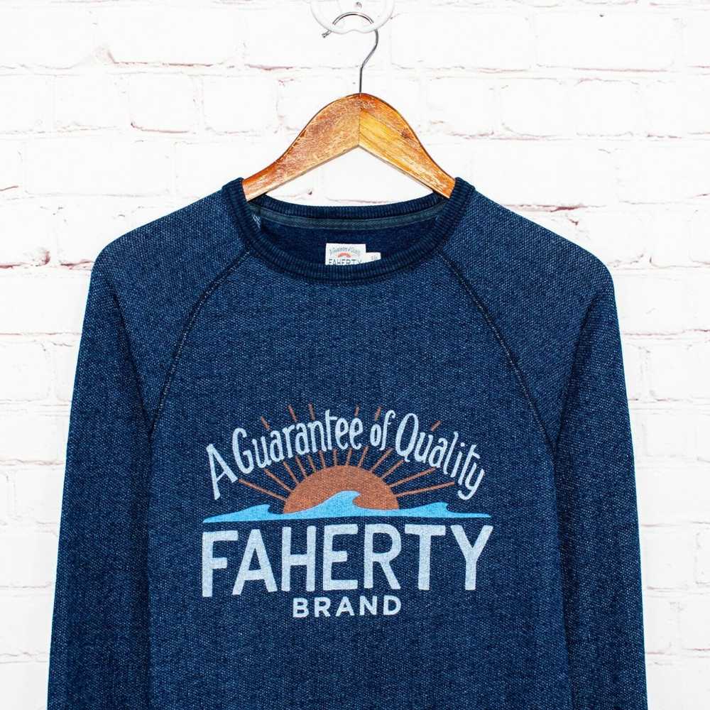 Faherty FAHERTY LOGO Crew Sweatshirt in Indigo Dy… - image 2