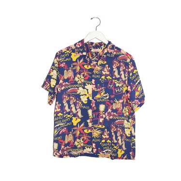 Sun Surf Hawaiian Print Rayon Camp Collar Shirt - image 1