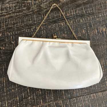 Vintage ETRA Vintage White Leather Clutch/Handbag… - image 1