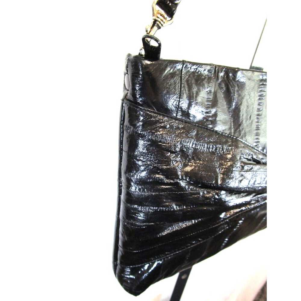 EUC! Vintage 80s Genuine Eel Skin Black Convertib… - image 4