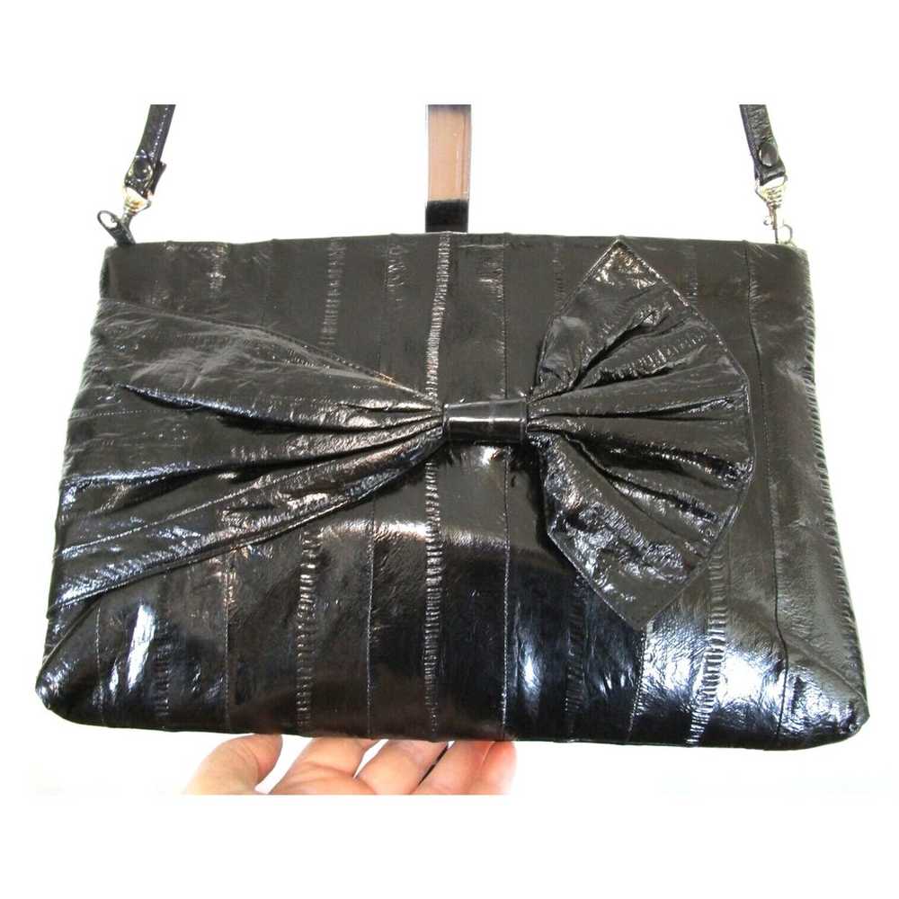 EUC! Vintage 80s Genuine Eel Skin Black Convertib… - image 7