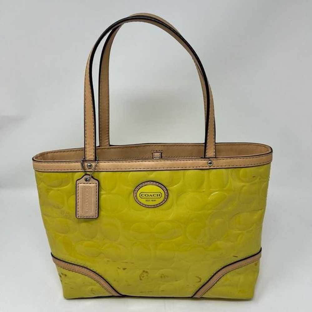 COACH Bag Yellow Patent Leather Mini Handbag Purs… - image 1