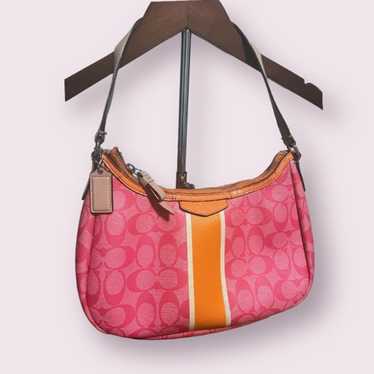 Coach Vintage Pink Lemonade Orange Stripe Medium S