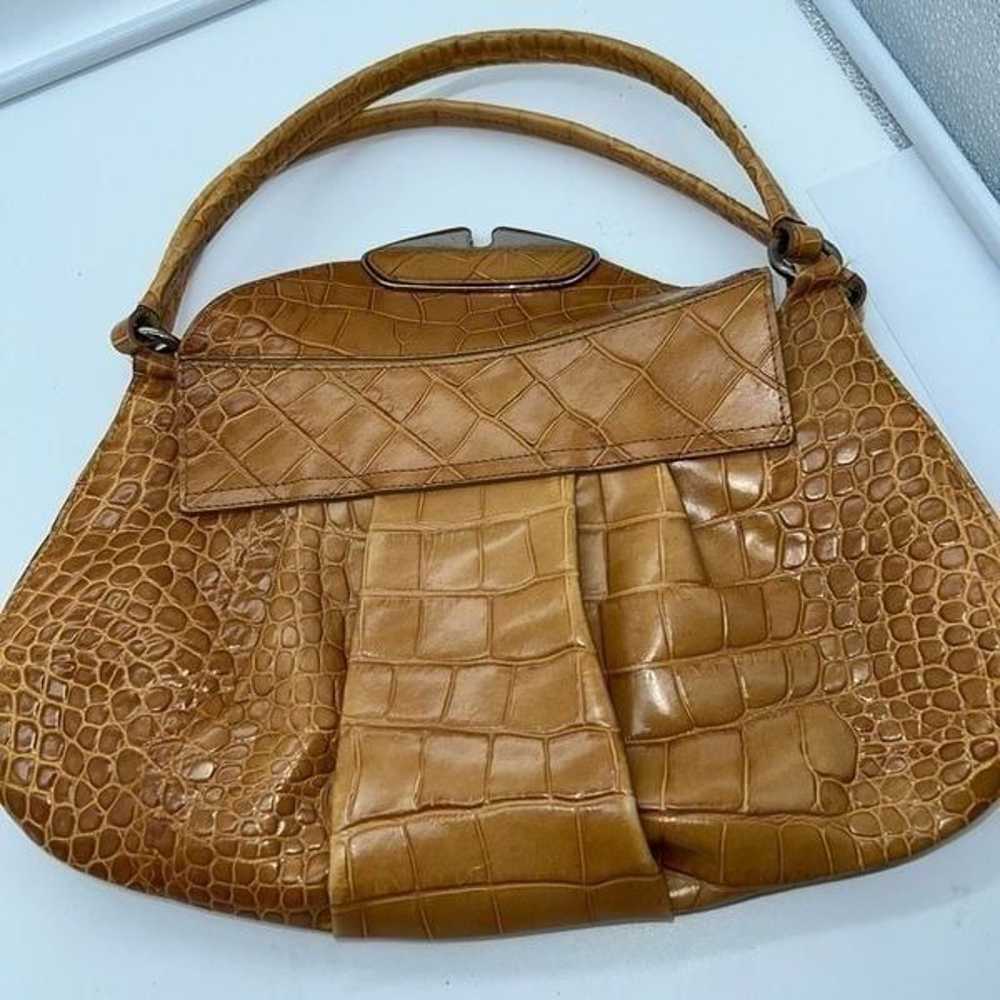 Furla Vintage Croc-Embossed Shoulder Bag Brown Ba… - image 11