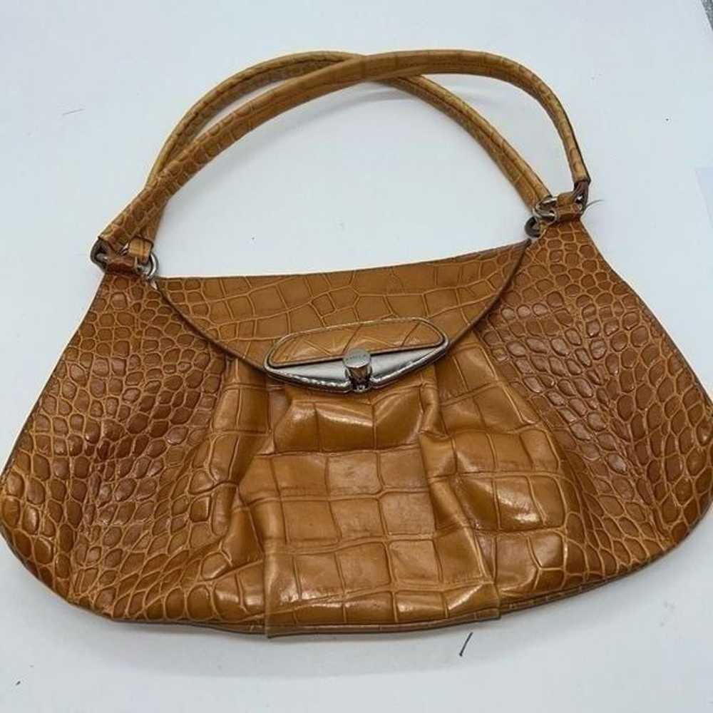 Furla Vintage Croc-Embossed Shoulder Bag Brown Ba… - image 12