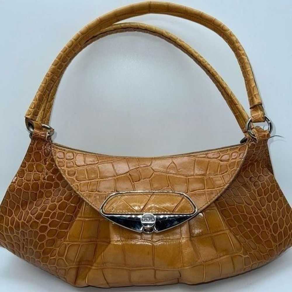 Furla Vintage Croc-Embossed Shoulder Bag Brown Ba… - image 1