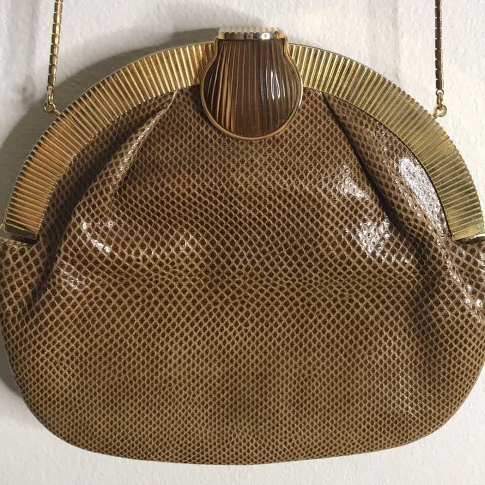 Finesse La model brown gold snakeskin purse gold … - image 2