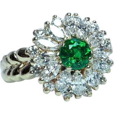 Vintage 2.5ct Tsavorite Garnet Diamond Marquise B… - image 1