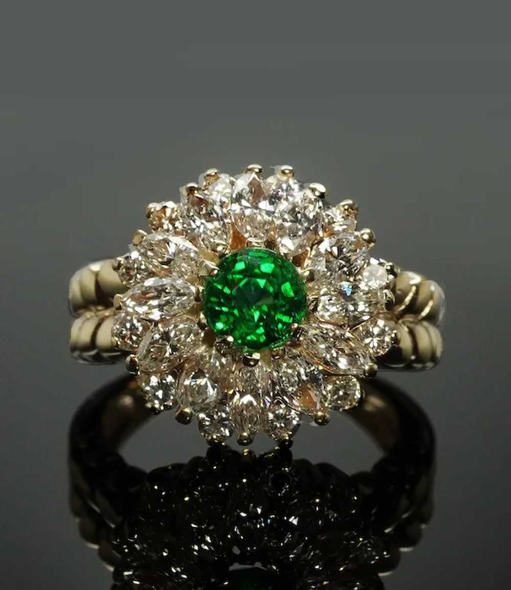 Vintage 2.5ct Tsavorite Garnet Diamond Marquise B… - image 3