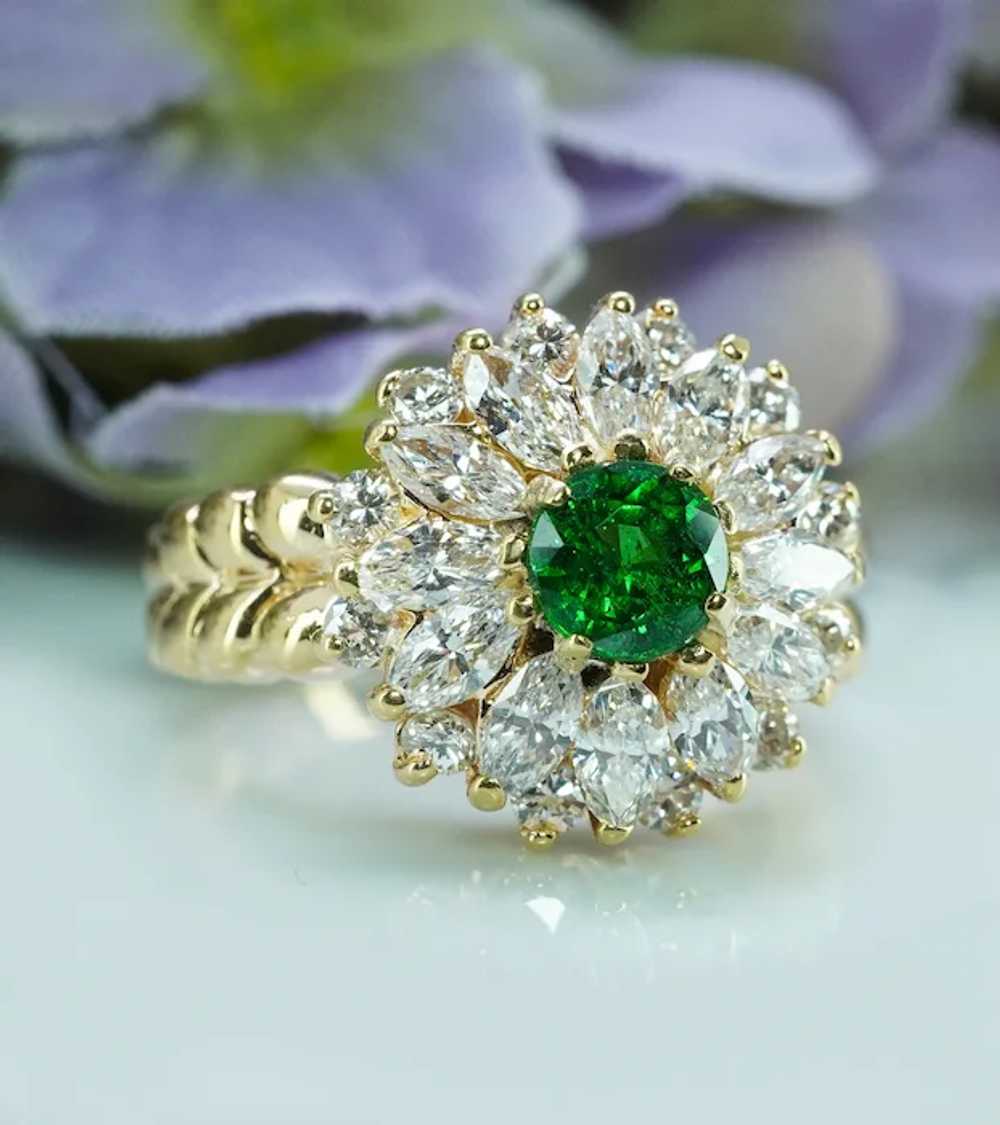 Vintage 2.5ct Tsavorite Garnet Diamond Marquise B… - image 4