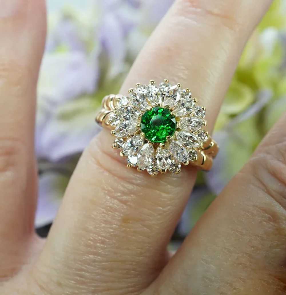 Vintage 2.5ct Tsavorite Garnet Diamond Marquise B… - image 5