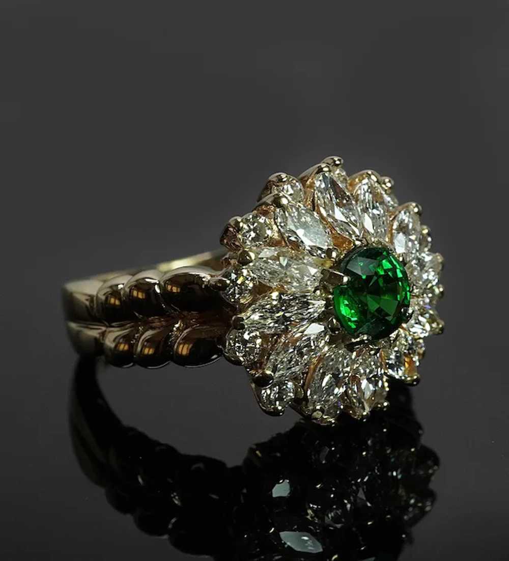 Vintage 2.5ct Tsavorite Garnet Diamond Marquise B… - image 6