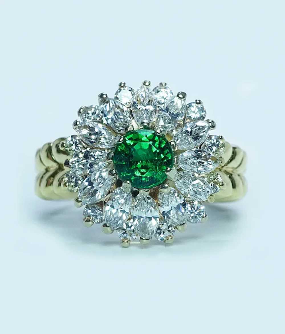 Vintage 2.5ct Tsavorite Garnet Diamond Marquise B… - image 7