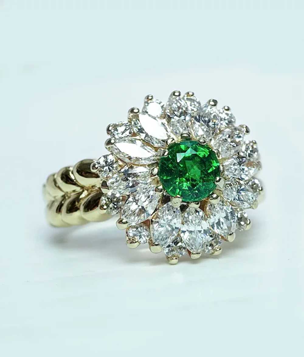 Vintage 2.5ct Tsavorite Garnet Diamond Marquise B… - image 8