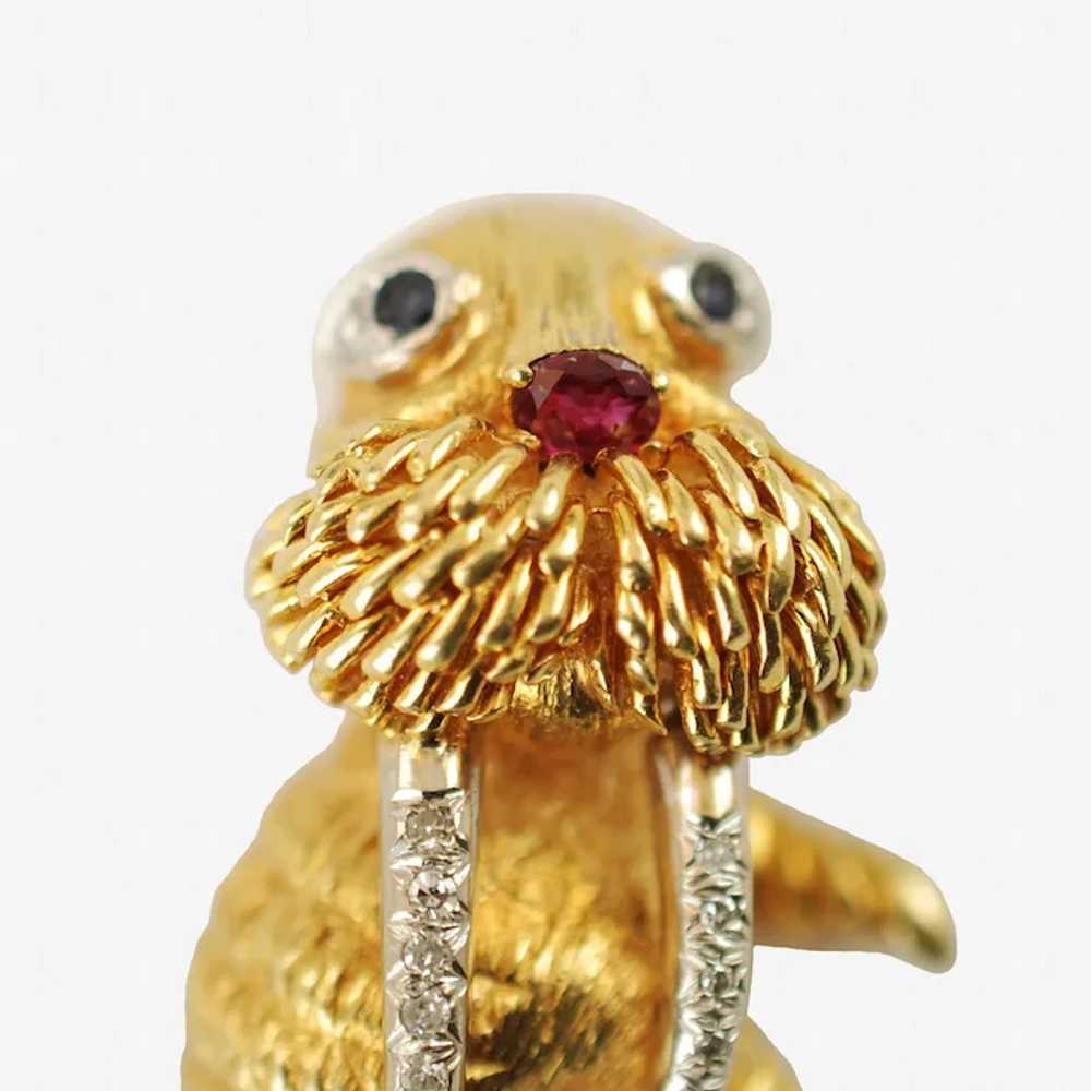 Vintage Hammerman Brothers 18K Gold Walrus Brooch… - image 3