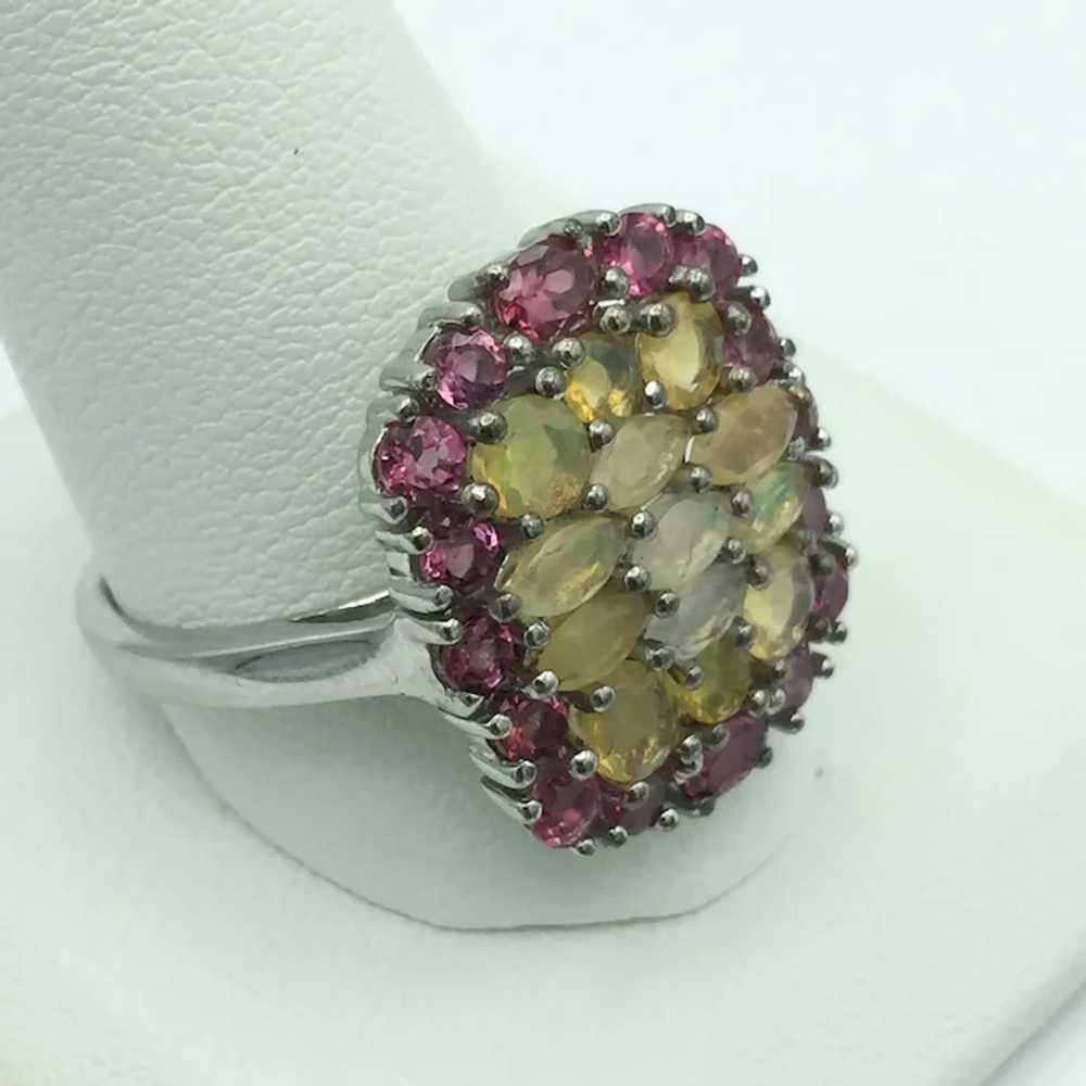 Sterling Silver Opal and Tourmaline Ring - image 2