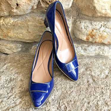 ANDREW GELLER Vintage Mid Heel Blue Patent Leathe… - image 1