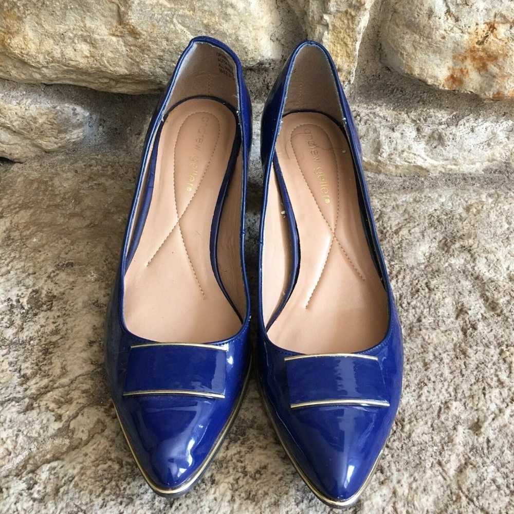 ANDREW GELLER Vintage Mid Heel Blue Patent Leathe… - image 2