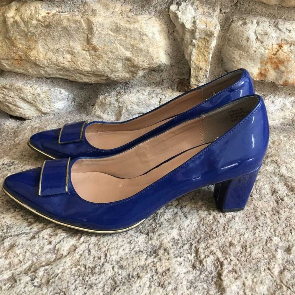 ANDREW GELLER Vintage Mid Heel Blue Patent Leathe… - image 3