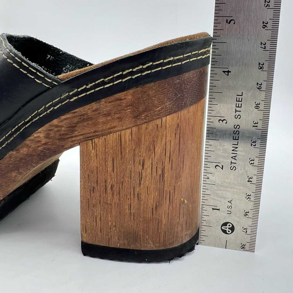 Candies Chunky Wooden Platform Heels 7 Black Leat… - image 11